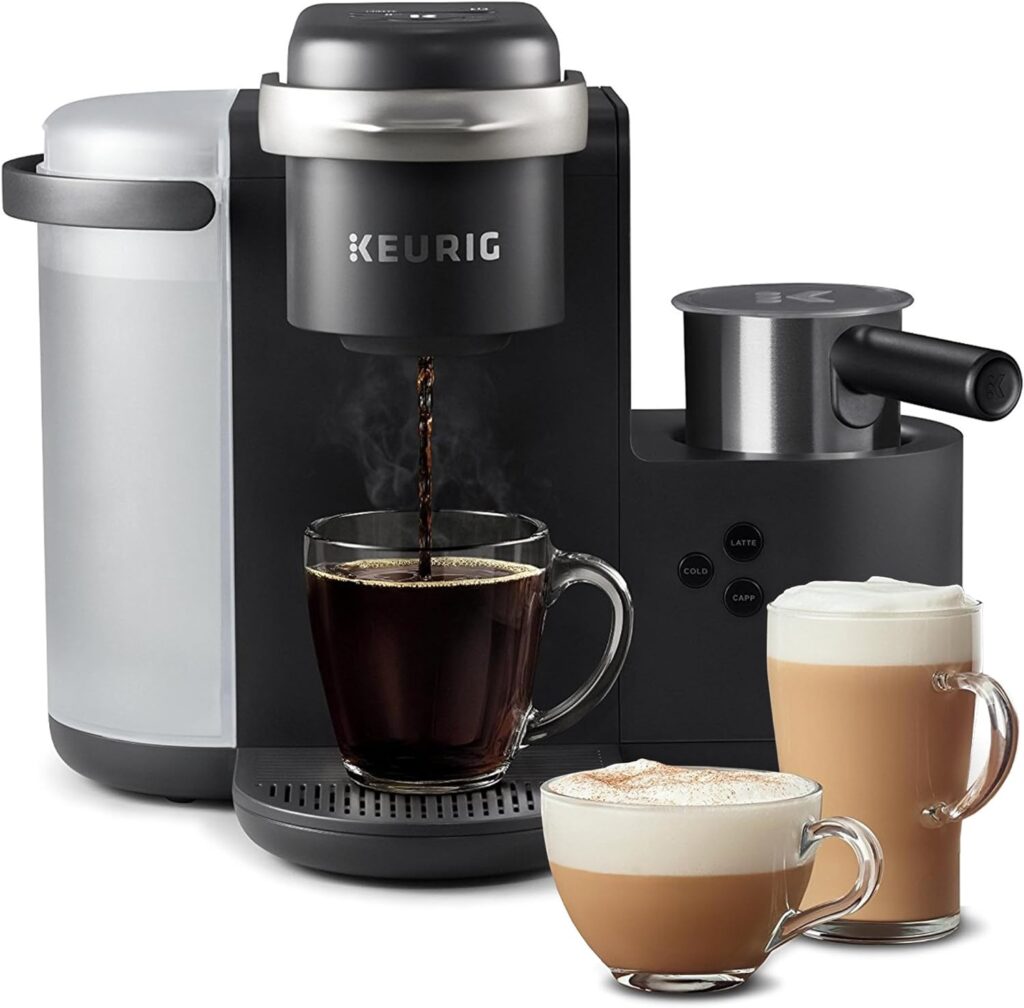 a keurig coffee machine with a cup of coffee