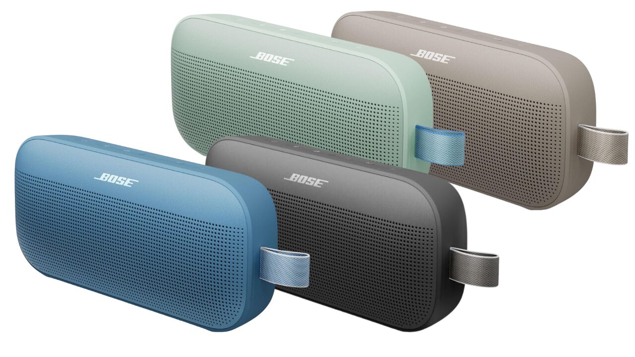 a group of Bose SoundFlex Second Generation portable speakers